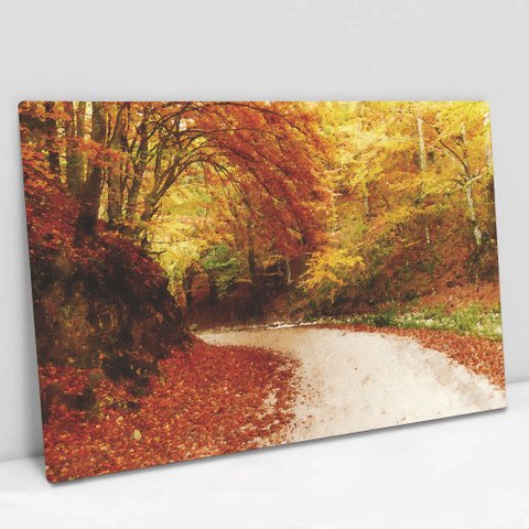 Quadro Decorativo em Canvas Outono TaColado Moldura Madeira 60 x 40cm
