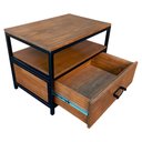 Ver imagem 2 de Mesa de Centro, Canto ou Cabeceira - Estilo Industrial - Ferro Cor Preta e Madeira Maciça Cor Imbuia