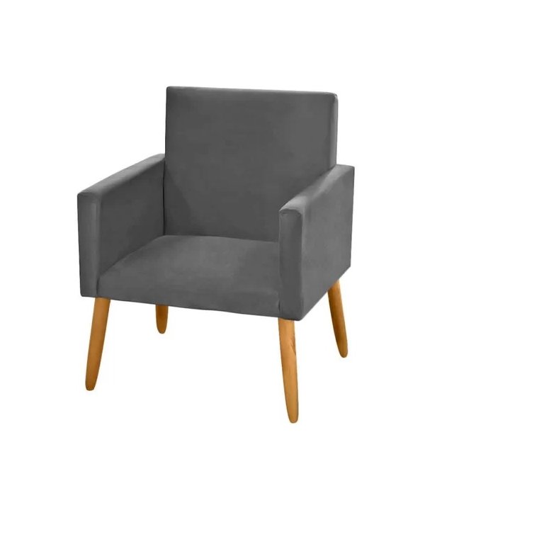 Poltrona Decorativa Nina Sala e Escritório Suede Grafite Poltrona Decorativa Nina Sala e Escritório Suede Grafite