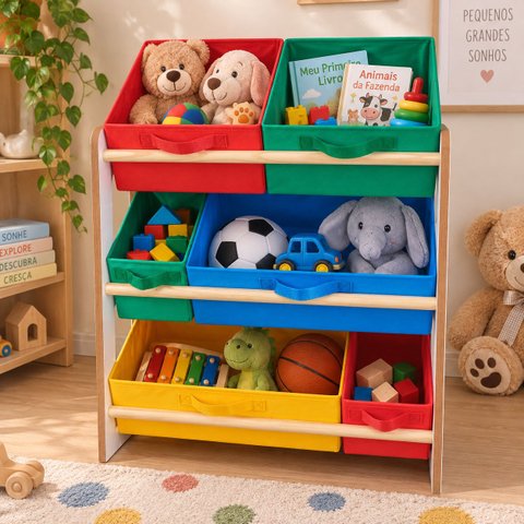 Prateleira MDF Organizadora de Brinquedo Infantil Colorido