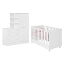 Ver imagem 1 de Berço Mini Cama 1344 com Colchão Probel Roupeiro com Cômoda 4070 Quarto Bebê Doce Sonho Branco Qmovi