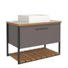 Gabinete Balcão Suspenso Cuba Marmorite Caribe 80 cm Aço Banheiro 1 Porta 1 Prateleira Cinza Tit - 2