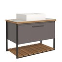 Ver imagem 2 de Gabinete Balcão Suspenso Cuba Marmorite Caribe 80 cm Aço Banheiro 1 Porta 1 Prateleira Cinza Tit