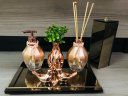 Ver imagem 1 de Kit Lavabo Bronze Rose Sabonete Difusor Bandeja Escovas Vaso