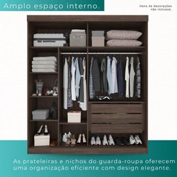 Guarda Roupa Solteiro 100% Mdf 2 Portas de Correr 3 Gavetas com Espelho Portugal - Mais Móveis - 6