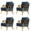 Ver imagem 1 de Kit 4 Poltronas Cadeira Marilia Recepção - Suede Azul Marinho