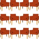 Ver imagem 1 de Kit 12 Poltronas Decorativa para Sala Nina Suede Cores Pé Palito 30cm Castanho - Suede