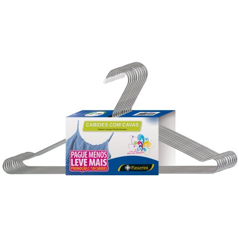 Cabide Tintureiro com Cava Cromado Organização Roupa Armario - Kit com 10 unidades