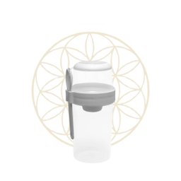 Pote com 3 Compartimentos para Salada com Garfo e Alça de Plástico Cinza 1l - Lyor - 1