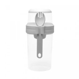 Pote com 3 Compartimentos para Salada com Garfo e Alça de Plástico Cinza 1l - Lyor - 2