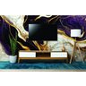 Papel de Parede Painel 3D Mármore Branco Ouro Roxo 3,5M Revestimento Auto Colante Brilho Marmorizado - 2