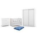 Ver imagem 1 de Dormitório Tutto New 2 Portas, Cômoda 4 Gavetas e Berço Branco Soft com Capitonê e Colchão