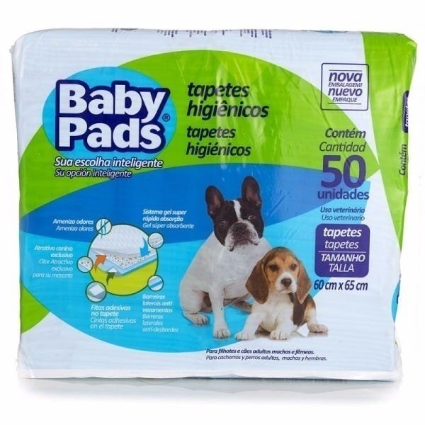 Tapete para Higienico para Cães Baby Pads com 50 Unid 60x65