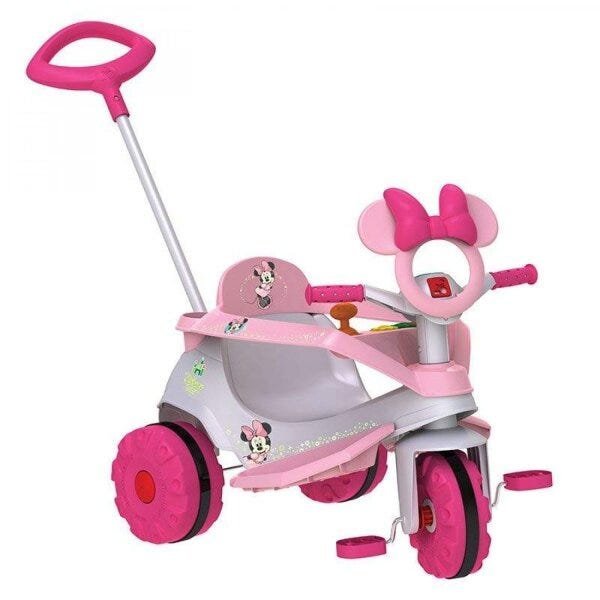 Triciclo Infantil Motoca Minnie para Passeio com Empurrador e