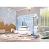 Cama Montessori com Auxiliar Cordão Led e Dossel - Azul - 4