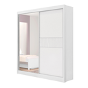 Ver imagem 1 de Guarda Roupa Mdf Atenas Ripado 2 Portas Espelho Branco