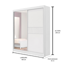 Ver imagem 3 de Guarda Roupa Mdf Atenas Ripado 2 Portas Espelho Branco