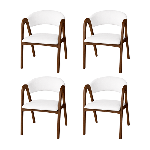 Kit 4 Cadeiras de Jantar Valentina Madeira Maciça Estofada:Branco Facto/Mel