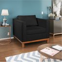 Ver imagem 3 de Kit Sofá 3 Lugares e 2 Poltronas Europa 180 cm Estilo Conforto e Elegância Suede Preto - Amarena