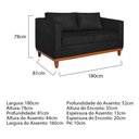 Ver imagem 4 de Kit Sofá 3 Lugares e 2 Poltronas Europa 180 cm Estilo Conforto e Elegância Suede Preto - Amarena