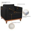 Ver imagem 7 de Kit Sofá 3 Lugares e 2 Poltronas Europa 180 cm Estilo Conforto e Elegância Suede Preto - Amarena
