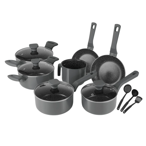 Jogo de Panelas 10 Pçs Indução Grafite Revestimento Cerâmico
