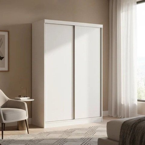 Guarda-Roupa Rubi New 2 Portas de Correr Infinity Branco/Duna