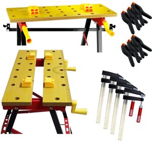 Kit Bancada de Trabalho Ferramentas Marceneiro + 4 Grampos Sargento F + 6 Grampos Multiuso 6"