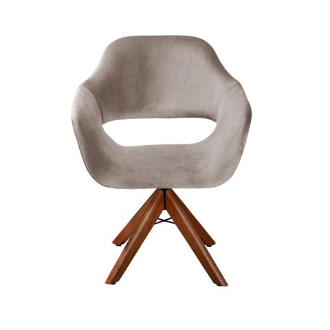 Poltrona Zara Base Giratória de Madeira Cor:Veludo Capuccino 250