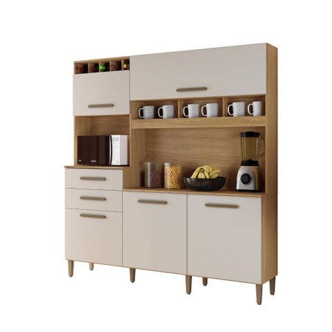 Kit Cozinha França 5 Portas e 2 Gavetas Arte Moveis:cinamomo/off