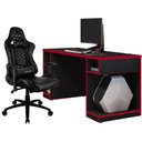 Ver imagem 1 de Kit Mesa Para PC Gamer Destiny Preto Vermelho e Cadeira Gamer TGC12 H01 ThunderX3 Preto -Lyam Decor