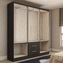 Ver imagem 5 de Guarda-roupa Solteiro Belmont 6 Portas 2 Gavetas Preto - Panorama Móveis Móveis