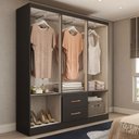 Ver imagem 2 de Guarda-roupa Solteiro Belmont 6 Portas 2 Gavetas Preto - Panorama Móveis Móveis