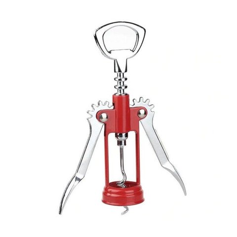 Saca Rolhas de Aço Inox Classic Vermelho 16Cm