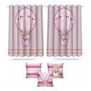Ver imagem 1 de Kit Cortina + 3 Capas Almofadas Infantil Ursinha Baloeira