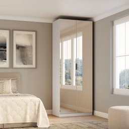Guarda Roupa Modular 2 Portas Espelho com Gavetas 90 Cm Altezza Belmax:branco - 1