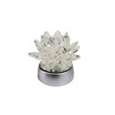 Ver imagem 1 de Enfeite Escultura de Vidro Flor de Lotus de 8cm com Base Espelhada Led Rgb Enfeite de Crista Cor:tra