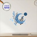 Ver imagem 2 de Adesivo Floral Boho Azul Estilo Nórdico 45x38 Minimalista Mod.05