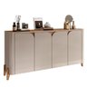 Buffet Aparador Memphis 4 Portas Off White/cedro - Casa D - 1