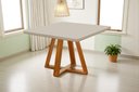 Ver imagem 4 de Mesa de Jantar 4 Lugares Quadrada Bela Base Madeira Luxo