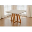 Ver imagem 3 de Mesa de Jantar 4 Lugares Quadrada Bela Base Madeira Luxo