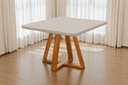 Ver imagem 3 de Mesa de Jantar 4 Lugares Quadrada Bela Base Madeira Luxo