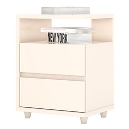 Guarda Roupa Casal Titano com Kit Mesa de Cabeceira Off White Castanho - Henn - 4