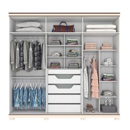 Guarda Roupa Casal Titano com Kit Mesa de Cabeceira Off White Castanho - Henn - 3