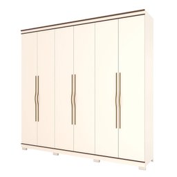 Guarda Roupa Casal Titano com Kit Mesa de Cabeceira Off White Castanho - Henn - 2