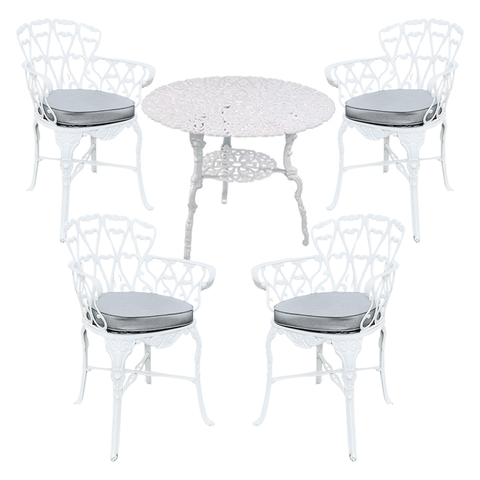 Conjunto de Mesa para Jardim 4 Cadeiras de Piscina Varanda Sacada