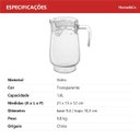 Ver imagem 6 de Jarra de Vidro 1,6L Transparente 20x10x10cm Água Suco Chá Bebidas Mesa Detox