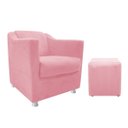 Ver imagem 1 de kit Poltrona Catar e Puff Dado Suede Rosa Bebê - ADJ Decor