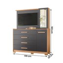 Ver imagem 4 de Cômoda Quarto com Painel para Tv Ilhabela 4 Gavetas 2 Portas Freijo/titanium