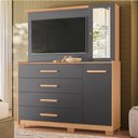 Ver imagem 2 de Cômoda Quarto com Painel para Tv Ilhabela 4 Gavetas 2 Portas Freijo/titanium
